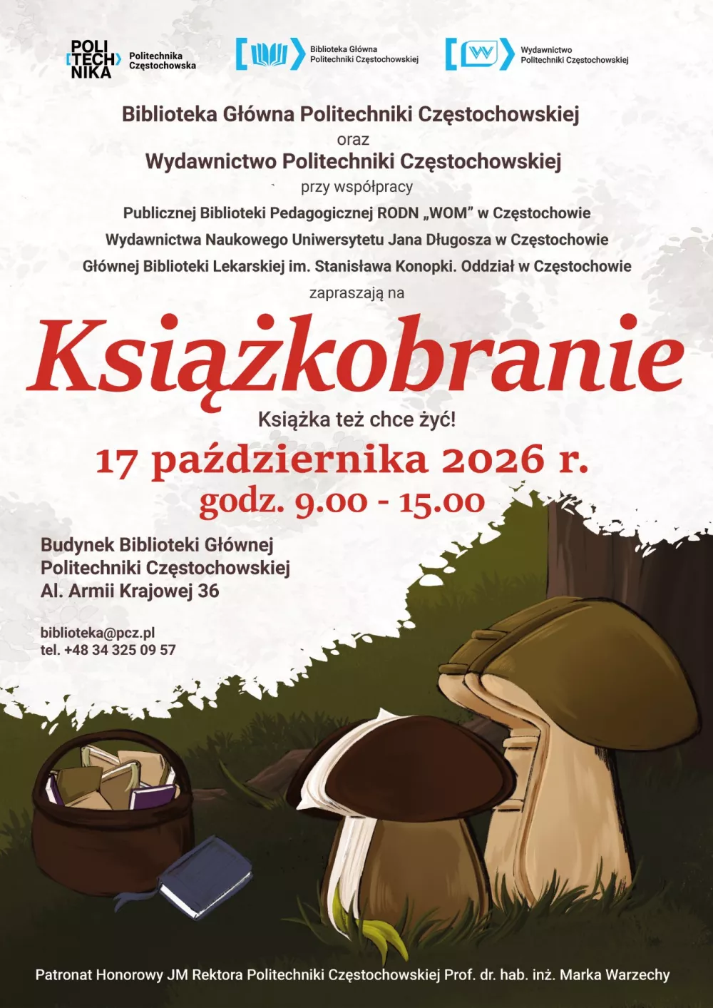 Plakat Jesiennego Książkobrania w Bibliotece Głównej Politechniki Częstochowskiej